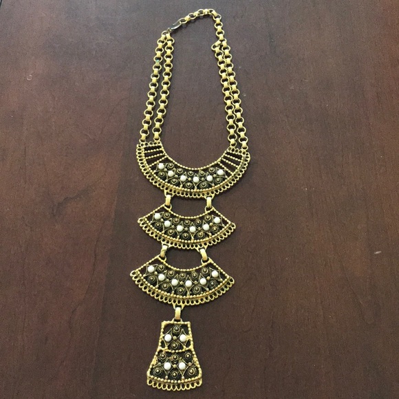 Vintage Goldette-style 1960s necklace white stones - Picture 6 of 16